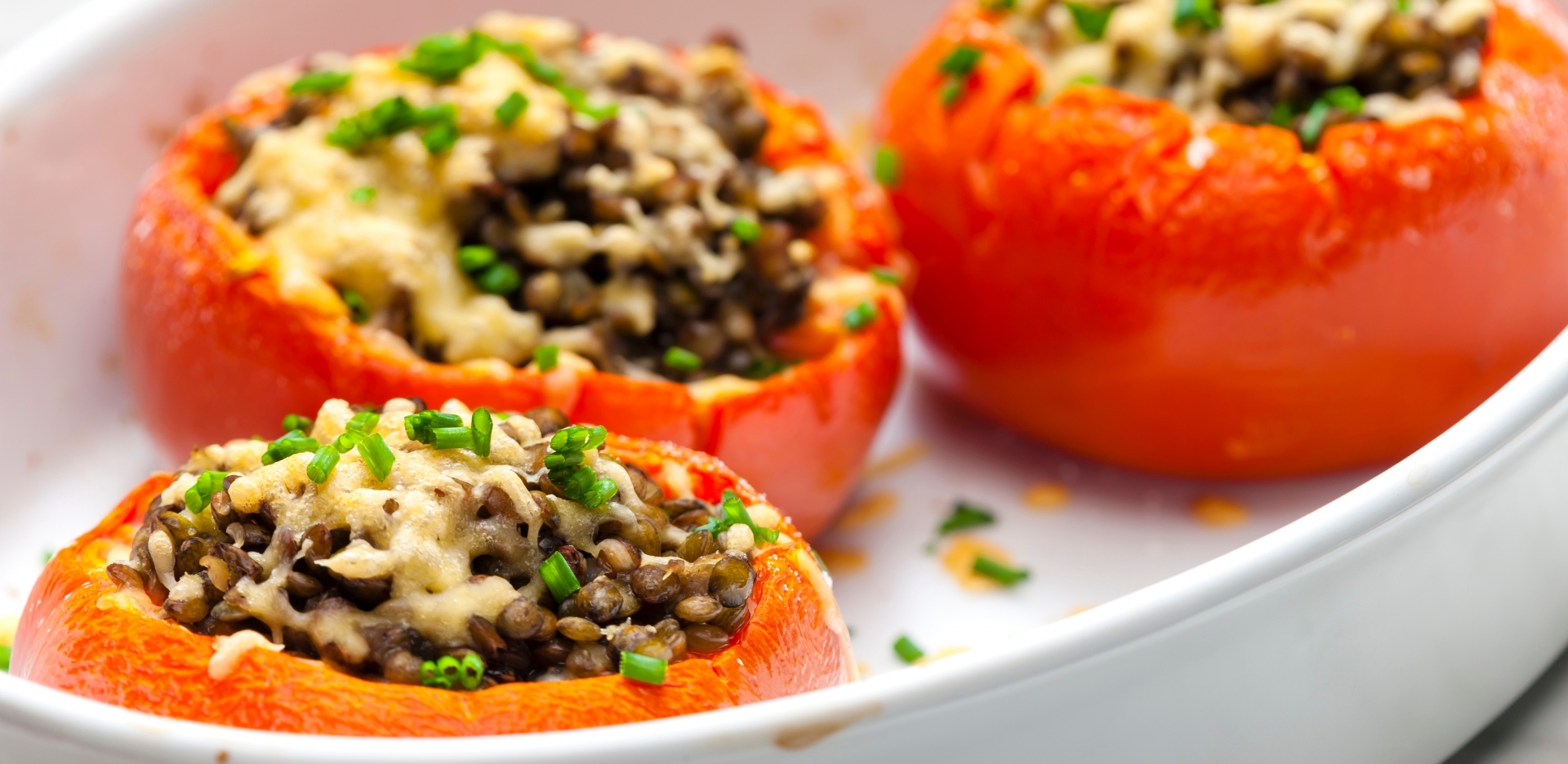 BBQ Lentil Stuffed Tomatoes