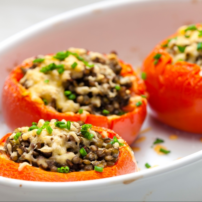 BBQ Lentil Stuffed Tomatoes