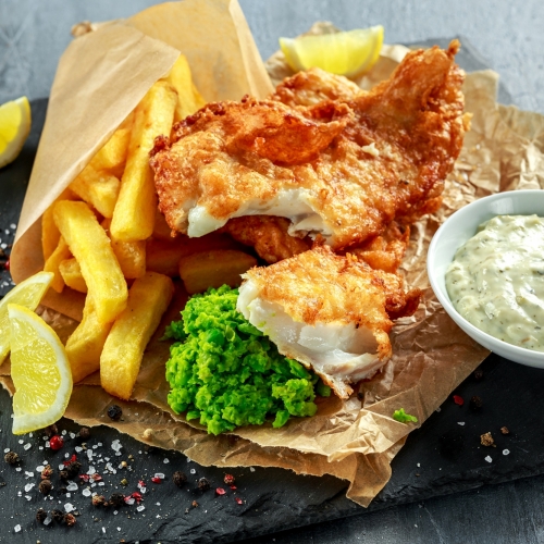 Beer Battered Cod with Lobster Flavoured Tartar Sauce