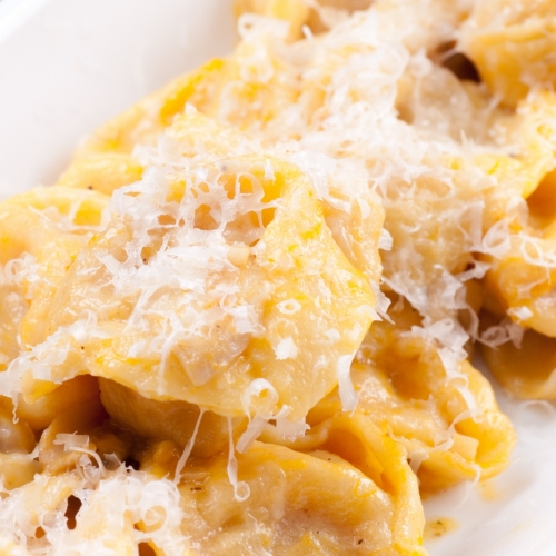 Pumpkin and Ricotta Tortellini with Squash and Sage Veloute