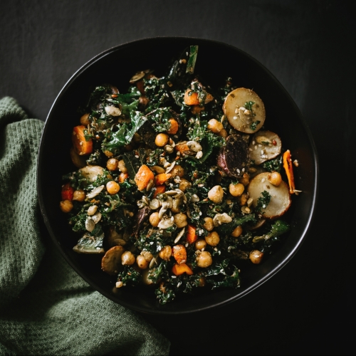Roasted New Potato, Kale and Feta Salad with Avocado