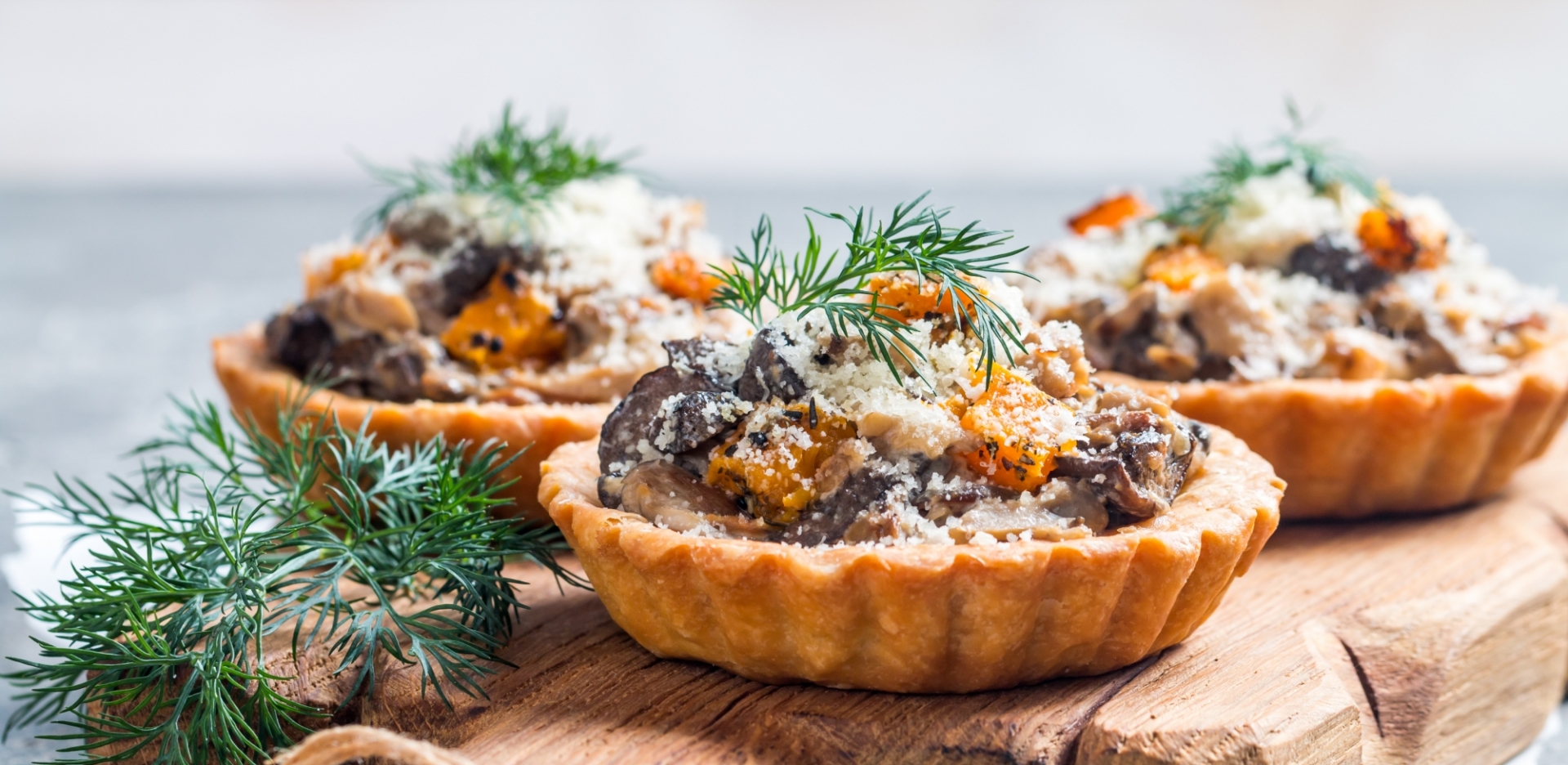 Vegan Mushroom, Chestnut and Cranberry tart